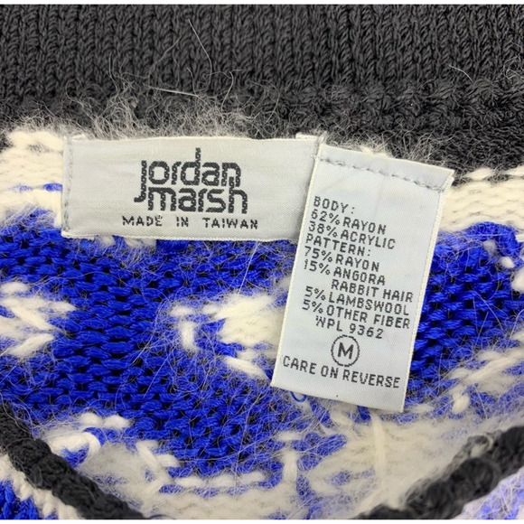 Jordan Marsh Sweater M Black Nordic Knit Rabbit Hair Angora Blend Vintage - Picture 3 of 8